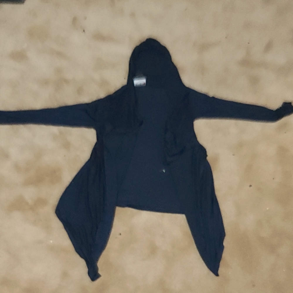 Navy blue hooded cardigan with pockets